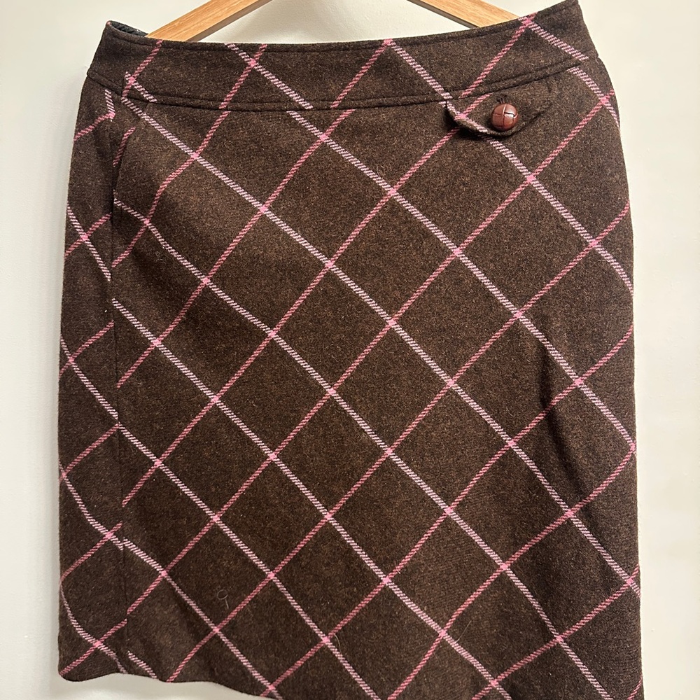 L.L. Bean Brown and Pink Pencil Skirt Knee-Length Workwear